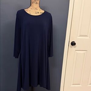 Nina Leonard Elegant Navy Blue Women's Dress Size XL (Back Detailed)